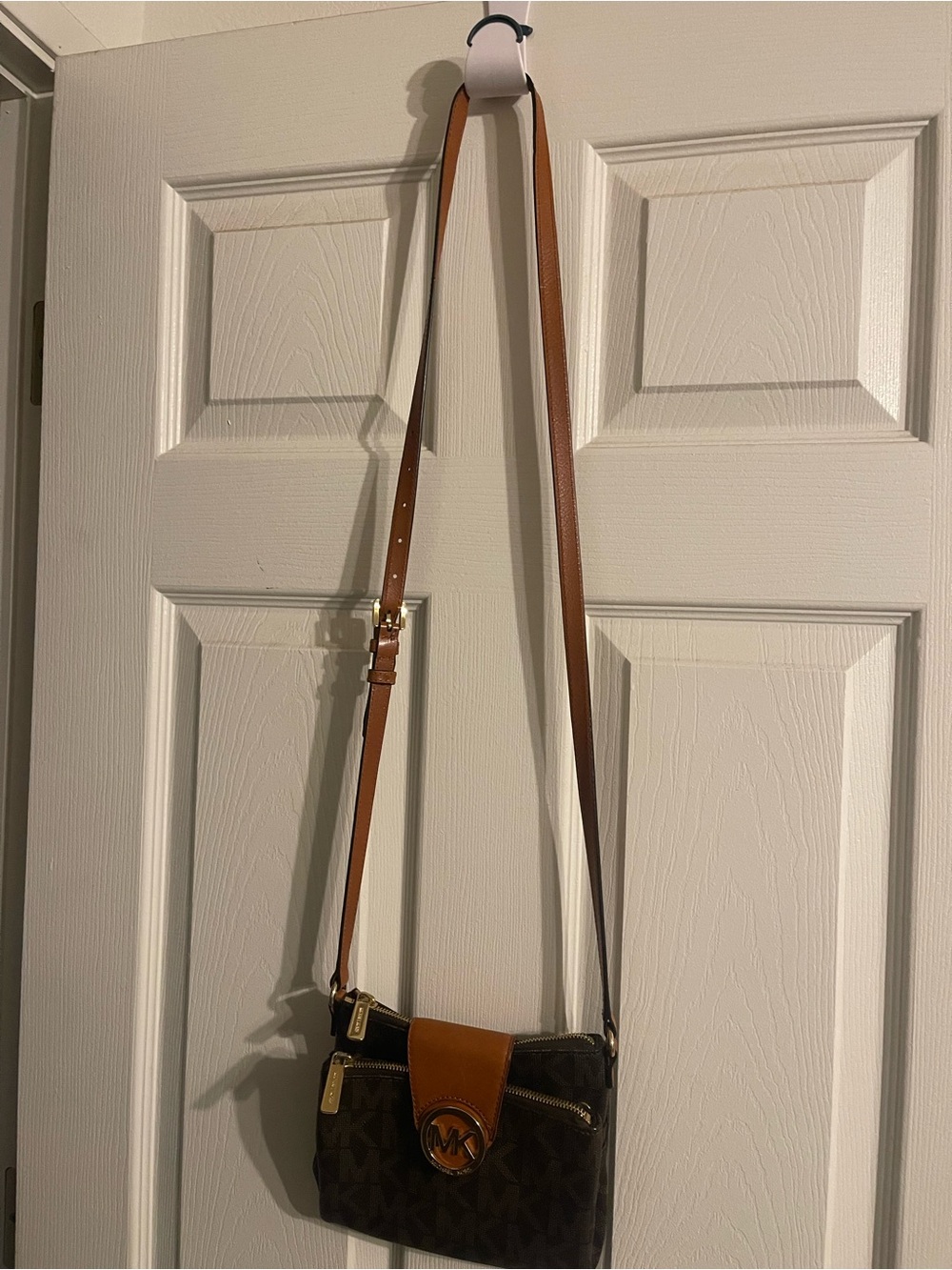 Michael Kors Brown and Tan Signature Crossbody Bag